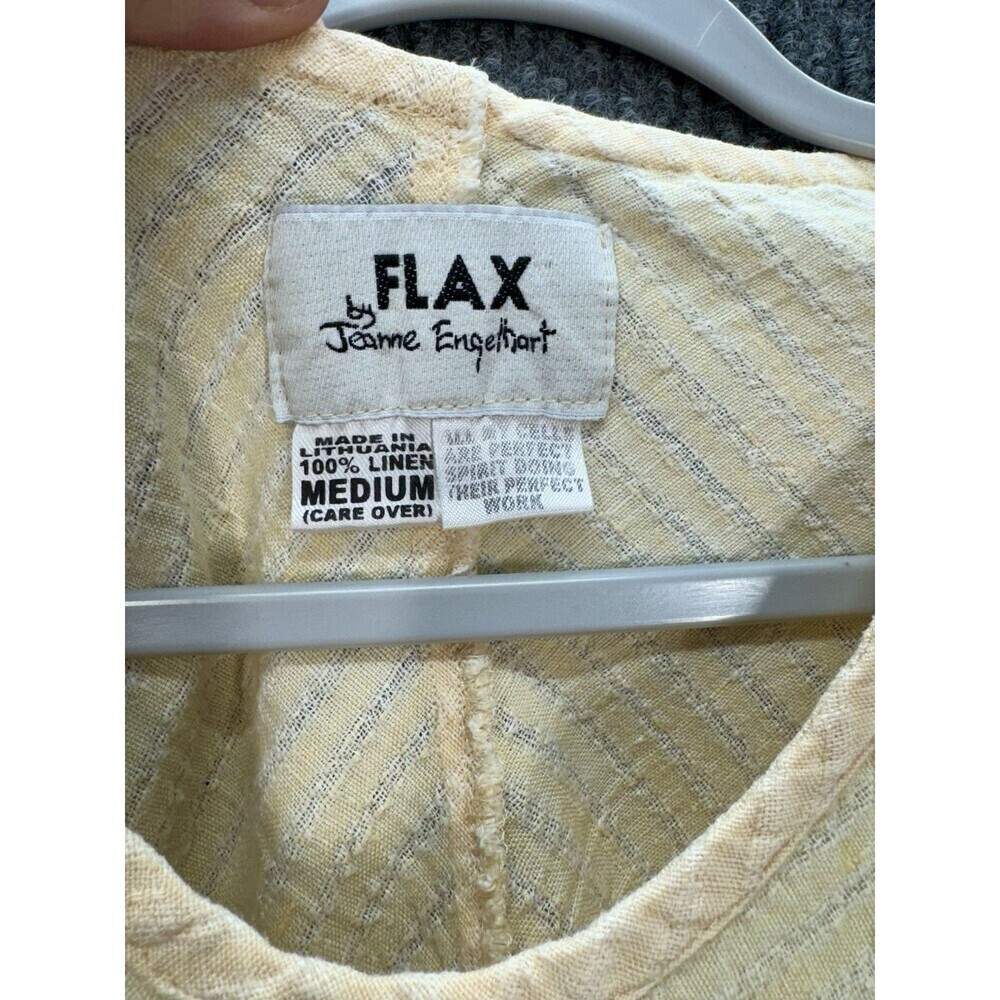 Flax by Jeanne Engelhart Tunic Top Women’s Medium Soft Yellow 100% Linen Pockets - Picture 5 of 9